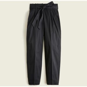 J.Crew Black Cotton Poplin Tapered Paper-bag High Waist Crop Ankle Pants Size 4